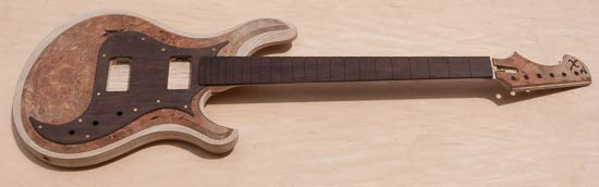 Long-scale guitar, ash body, burl top
