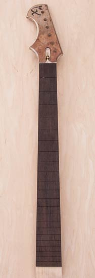 Custom guitar neck of maple and wenge