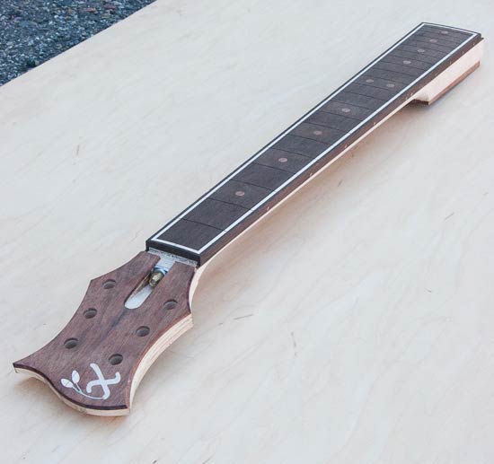 Custom electric guitar neck after profile carving