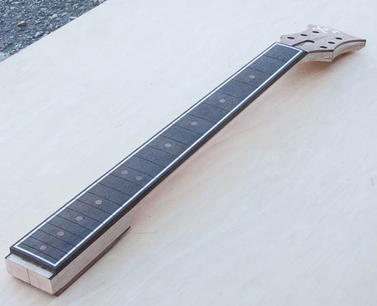 Custom guitar neck with wenge fretboard and 21 frets