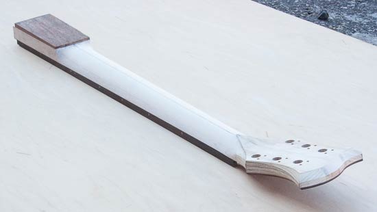 Maple, wenge and ash guitar neck under construction
