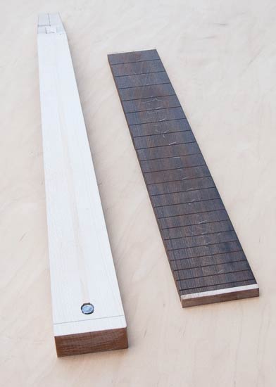 Maple neck blank with slotted wenge fretboard