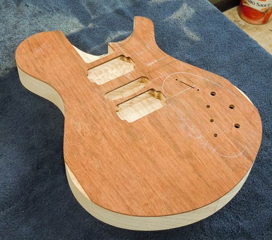 Brazilia cherry top on a swamp ash guitar body
