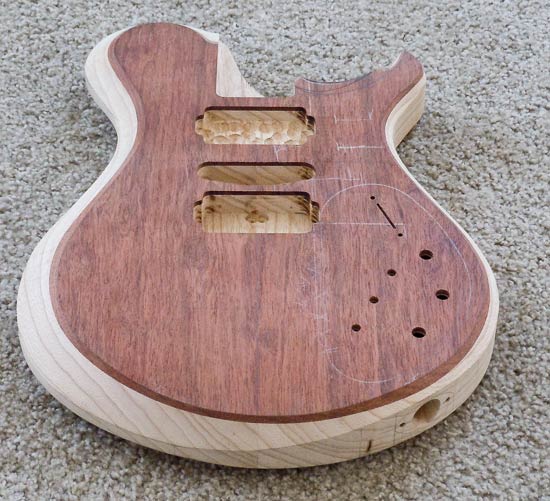 Single cutaway guitar body during the build process