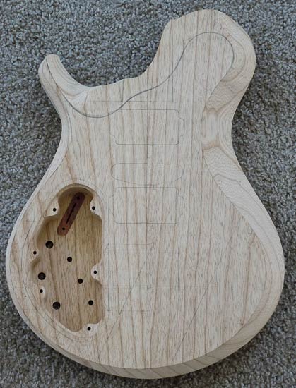 Swamp ash custom guitar body under construction