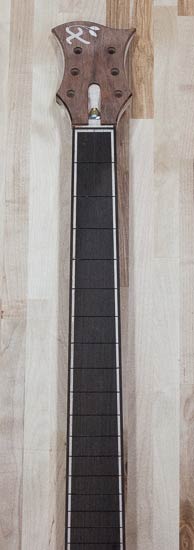 Custom electric guitar neck under construction