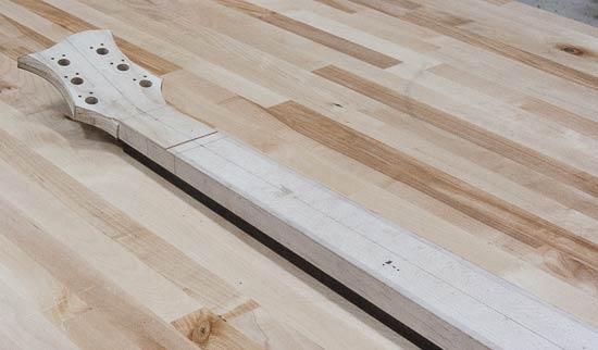 Maple neck blank before profile carving