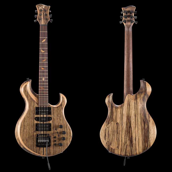 Custom guitar with Kahler tremolo, black limba body
