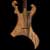 Back of the black limba guitar showing string thru ferrules, control cover and ebony neck shim